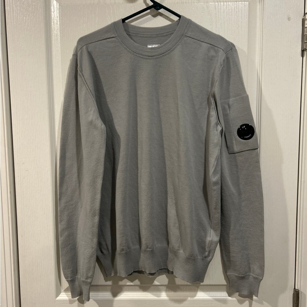 C.P. Company Gray Crewneck Sweater with Long Sleeves and Ribbed Hem